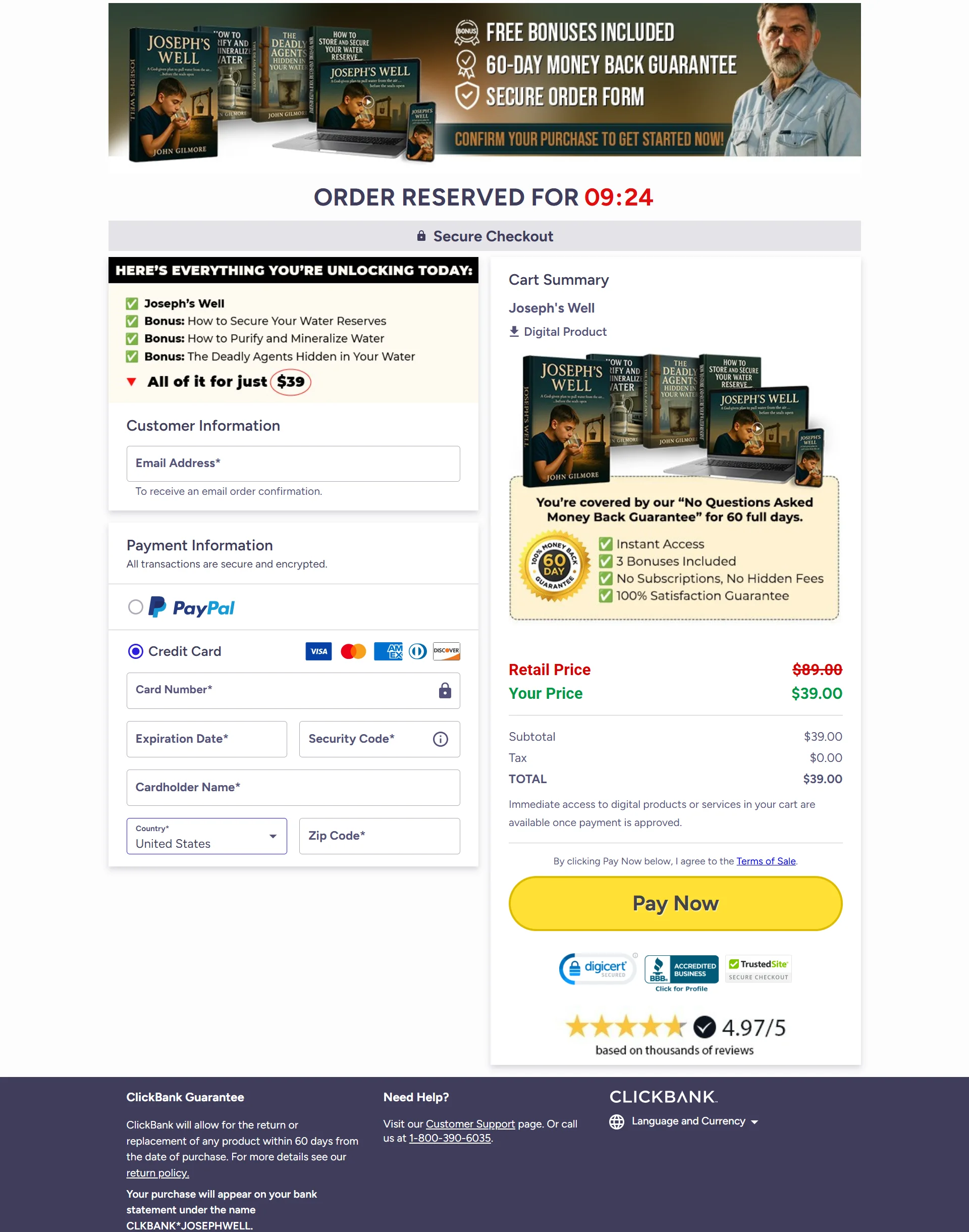 Joseph's Well order-page